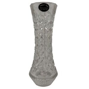 Sculptured Crystal Vase Clear Cut Glass 30% Lead Ireland 9"